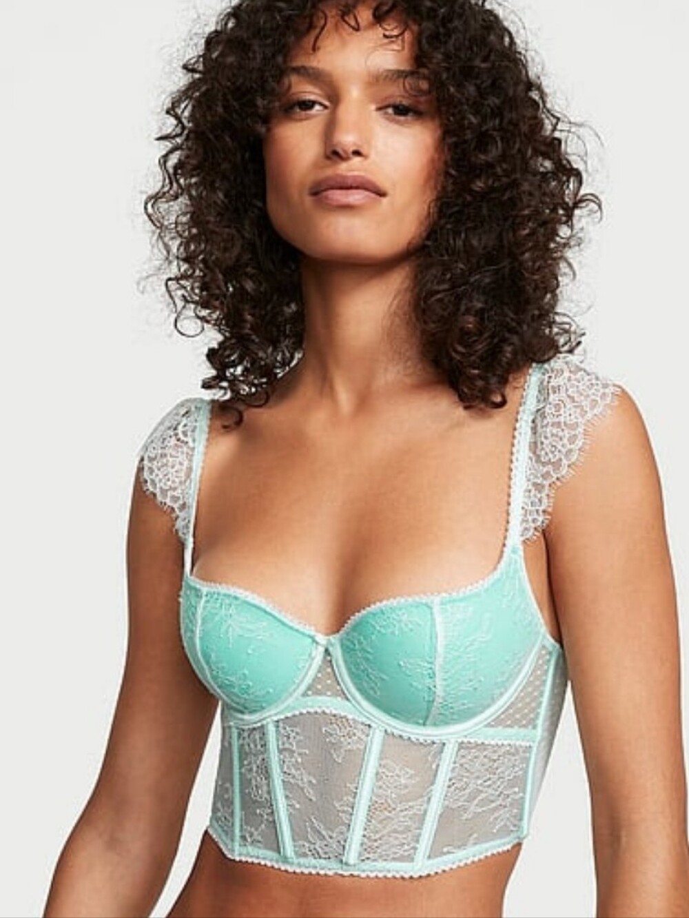 Victoria's Secret Mint Lace Longline Bustier Bralette